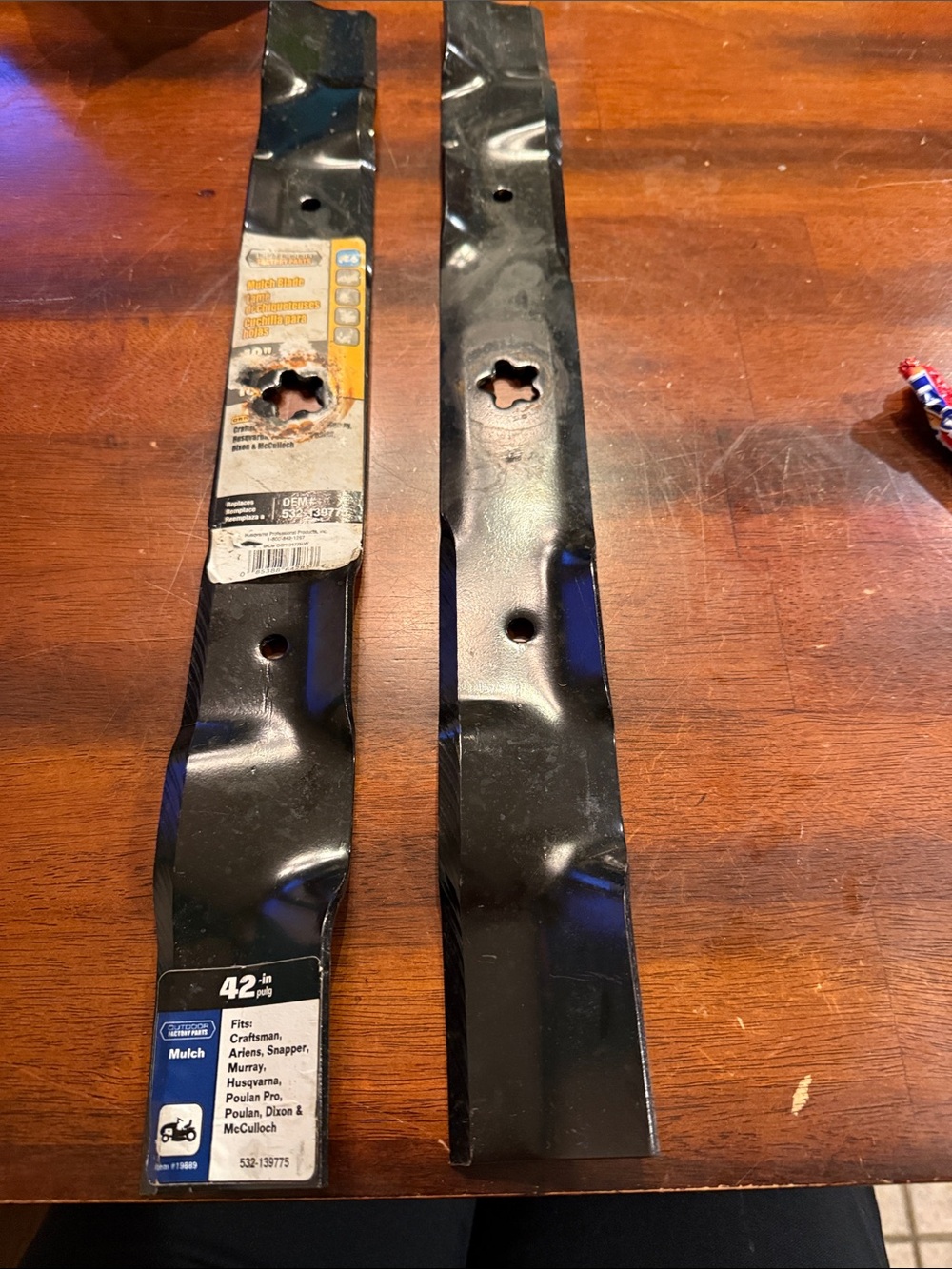 Universal 42-inch Black Lawn Mower Blades (Pair)